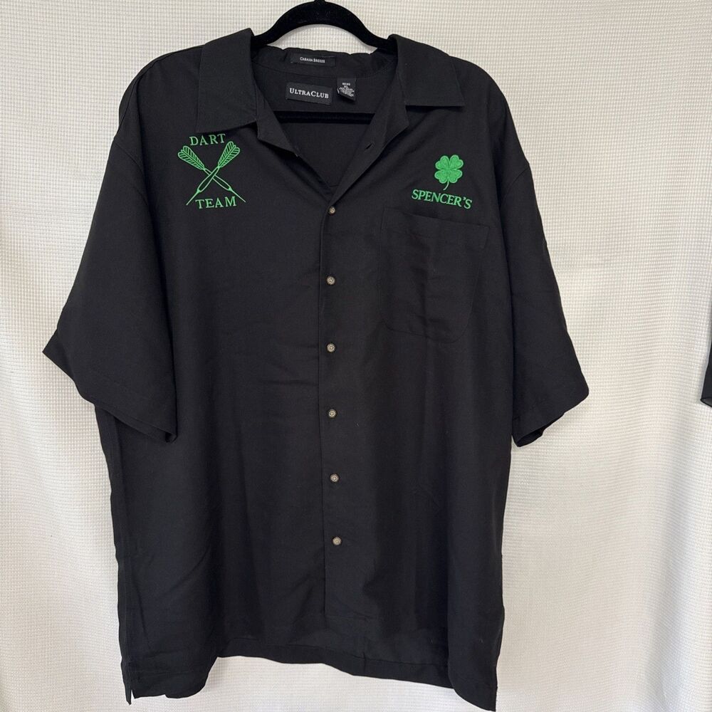Ultra Club Men’s SS Button Pocket Cabana Breeze Black Spencers Dart Team - XL